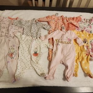 Gerber Girls Sleeper Onesies Bundle - Newborn, 0-3mos